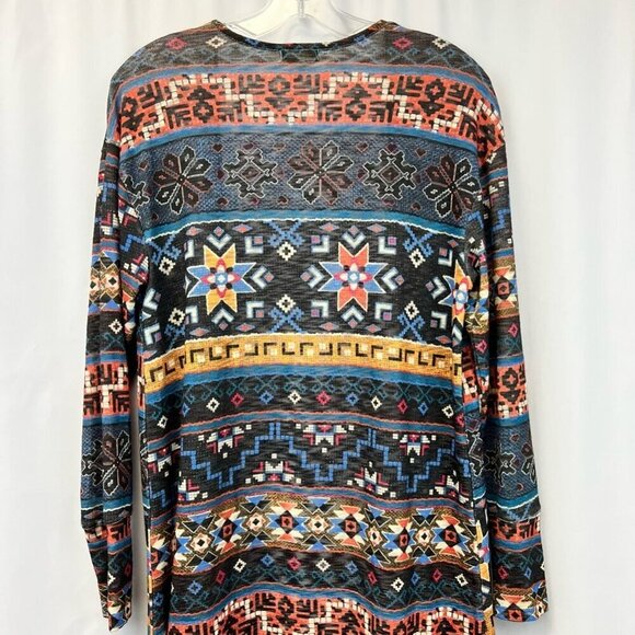 Eyeshadow Womens Cardigan Sweater Multicolor Southwestern Open Front Flyaway S - Picture 3 of 11